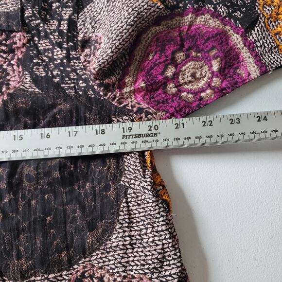 John Mark Shirt Womens Medium Purple Brown Button Front Boho Pattern - Picture 6 of 8
